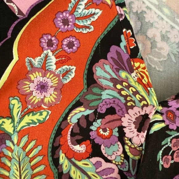 Rachel Zoe Cropped Wrap Top Collared Blouse Floral Black Boho Multi Size XL - Picture 7 of 8